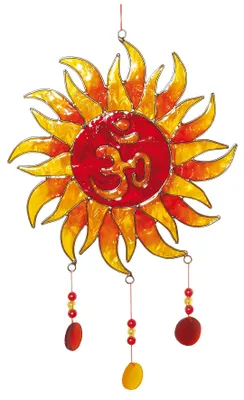 Produktbild von Suncatcher "Sonnen-Om" Fiberglas rot-orange 18x30cm