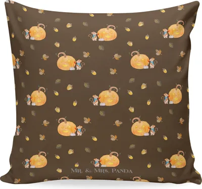 Produktbild von Mr. & Mrs. Panda kuschelkissen 40x40 Kürbis Maus - Braun - Geschenk, Kerzen, Halloween, Trick Or Treat, Kuschel Kissen, Deko, Sofakissen, Nachbildungation, Dekokissen