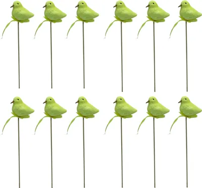 Produktbild von Blumen-Stecker Glitzer Vogel gelb 6 x 25cm 12 Stück Dekostecker Gartenstecker Bird Deko