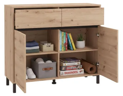Produktbild von Giarree - Anrichte, 106x40x90h cm Eichenholzoptik, 2 Schubladen