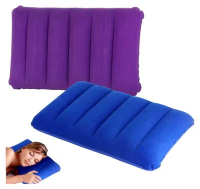 Produktbild von 2 Stück Aufblasbares Kissen, Reisekissen Aufblasbar 43x27cm, Aufblasbare Camping Kissen Ultraleicht, Ergonomisches Nackenkissen Aufblasbar für Büro Outdoor Wandern