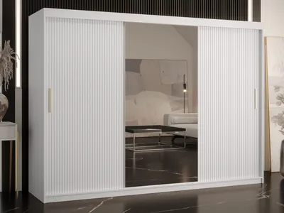 Obrázek produktu pro Šatní skříň 250 cm se zrcadlem LONZO 2 - bílá