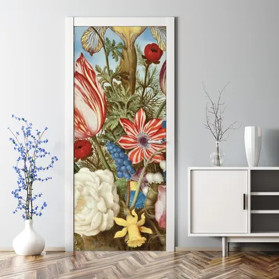 Produktbild von Dekorative Türaufkleber selbstklebend Klebefolie Türtapete Türfolie Blumenstrauß 70 x 200 cm