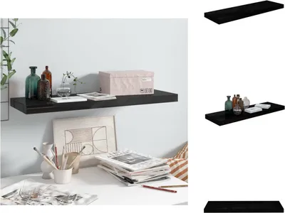 Zdjęcie produktu dla vidaXL Półka pływająca czarny wysoki połysk 80x23,5x3,8 cm MDF - Półki ścienne