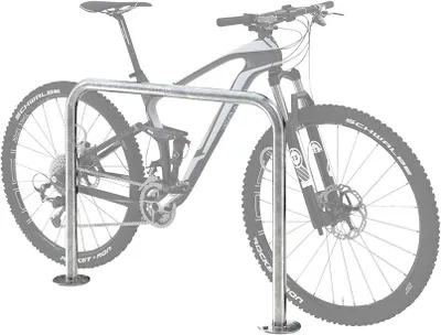 Produktbild von Anlehnparker aus verzinktem Stahlrohr 48 mm, LxH 750x1140 mm, zum Einbetonieren