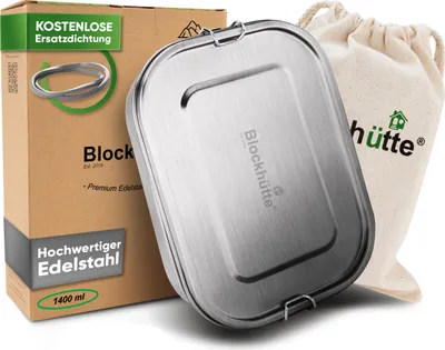 Immagine prodotto di Cabina di legno. Scatola per il pranzo in acciaio inox da 1400 ml, con scomparti e guarnizione di ricambio. La scatola per alimenti con divisorio è a prova di perdite