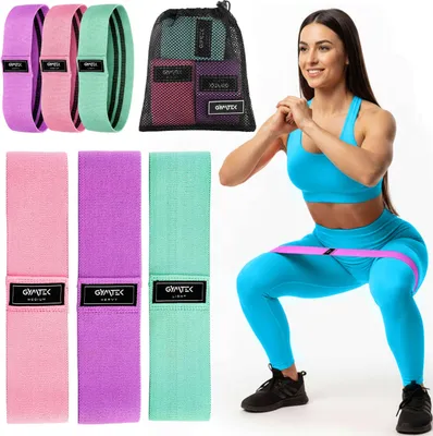 Produktbild von Gymtek® Fitnessbänder Set, Widerstandsbänder, Resistance Bands, Gymnastikband - 3er Set - 7-12/12-16/18-23 kg - Yoga, Pilates, Fitness