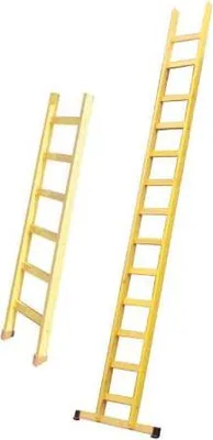 Two wooden ladders of different sizes are shown against a white background.