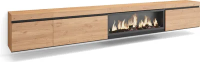 Produktbild von TV-Schrank, Lowboard, 317x35x45 cm, Elektrokamin XXL, Hängend, Eiche