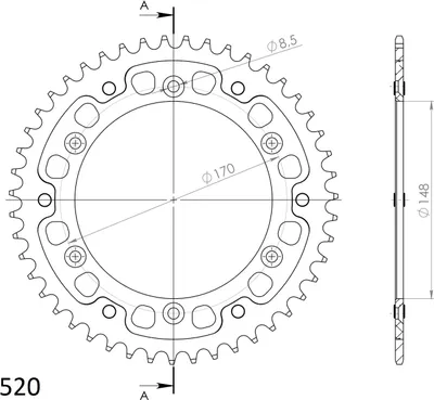 Obrázok produktu pre Stealth-Kettenrad Supersprox 520 - 47Z (zlatý) RST-828:47-GLD|ID 148.0 LK 170.0 6-Loch