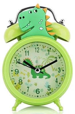 Dinosaurier-Wecker für Jungen, grün, leise, mit Hintergrundbeleuchtung