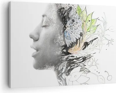 Produktbild von Bild auf Leinwand - Leinwandbild - Frau Abstraktion - 70x50cm - Wand Bild - Wanddeko - Wandbilder - Leinwanddruck - Bilder - Kunstdruck - Wanddekoration - Leinwand bilder - Wandkunst - AA70x50-3964