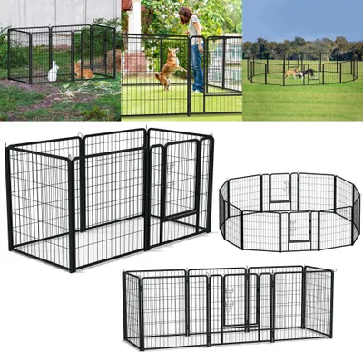 Produktbild von XMTECH ohrádka pro štěňata 8 mřížek po 80 x 80 cm ohrádka pro psy s volným výběhem, výběh pro štěňata s dvířky, flexibilní a skládací, ohrádka pro štěňata pro dům a zahradu