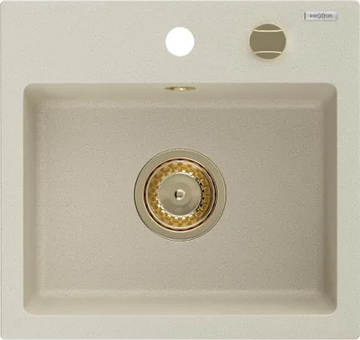 Produktbild von Mexen Milo 1-Becken-Granit-Spüle 435 x 410 mm, Beige, Siphon Gold - 6505441000-69-G