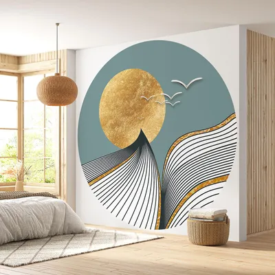 Image de Papier peint rond / cercle - Lumaléa - Paysage design - Papier Premium 185gr Lavable - Diamètre 130 cm