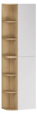 Image de Meubles de rangement modulables OSTER 45cm – meubles suspendus blanc 1 porte et 6 niches arrondies aspect chêne clair