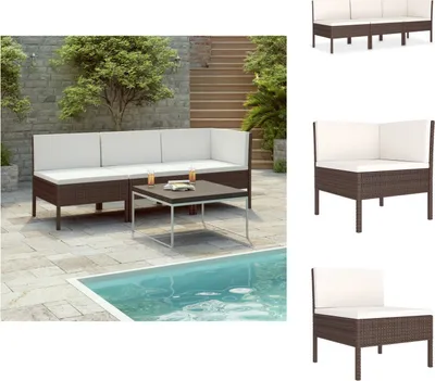 Produktbild von vidaXL 3-tlg. Garten-Lounge-Set mit Auflagen Poly Rattan Braun -  Gartenmöbel-Sets