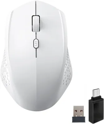 Zdjęcie produktu dla Bezprzewodowa mysz, 2.4G USB i Bluetooth, dwureżimowy tryb pracy. Ergonomiczna mysz do komputera PC z regulowaną rozdzielczością (DPI) 800/1200/1600. Bezprzewodowa mysz do laptopa, komputera PC, urządzeń iOS i Android