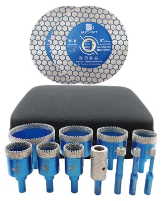 Image de Ensemble de couronnes de forage diamantées, 13 pièces, avec un système de fixation triangulaire, ensemble de 13 pièces