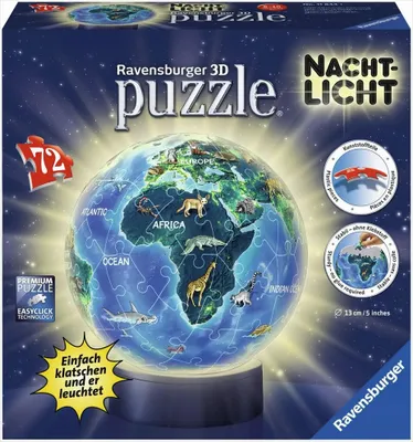 Image de Ravensburger 3D Puzzle Ball Veilleuse Terre au design nocturne