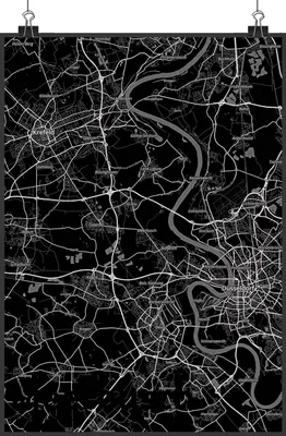 Produktbild von Mr. & Mrs. Panda Bild Meerbusch DIN A1 - Geschenk, Plakat, wanddeko, drucke, Stadt Dorf Karte Landkarte Map Stadtplan, kunstposter, Wandbild