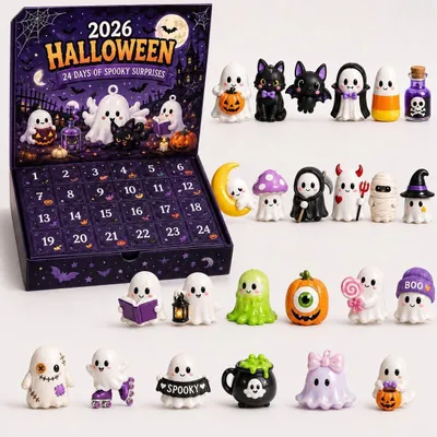 Produktbild von Halloween Adventskalender 24 Tage-Countdown, 24 Nächte Mini-Figuren, Halloween Deko Ornament Geschenkbox