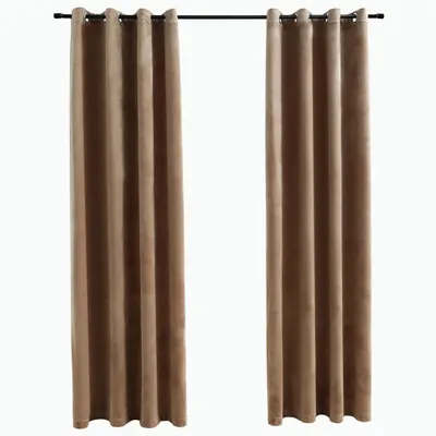 Produktbild von vidaXL Verdunkelungsvorhänge mit Ösen 2 Stk. Samt Beige 140x175 cm