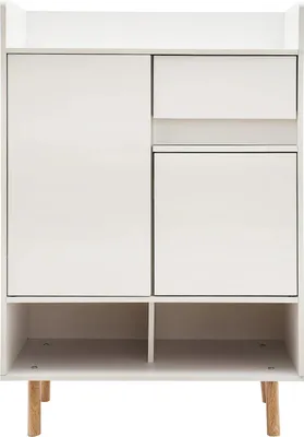 Immagine prodotto di Armadio per scarpe - Modello autoportante - 2 ante e 1 cassetto - Ripiani interni regolabili - Design moderno e minimalista - Ideale per ingresso e soggiorno