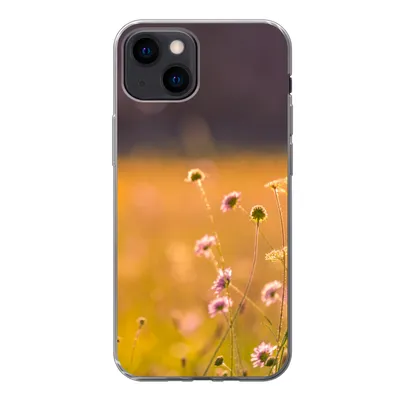 Produktbild von MuchoWow® Handyhülle Schutzhülle Hülle für iPhone 13 mini Blumen - Hell - Rosa Silikon Softcase Handy Hülle - Softcase