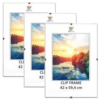 Obrázok produktu pre MG Design, sada 3 kusov rámov A2, 42x59,4 cm – bez rámu, s akrylátovým sklom a doskou z HDF, vhodné na fotografie/plagáty/puzzle, na zavesenie vertikálne alebo horizontálne