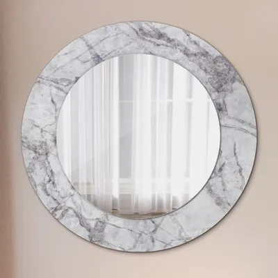 Produktbild von Wohnzimmer Spiegel - Mirror zum Wandspiegel Schlafzimmer – Schminkspiegel - Weiß Marmor - Runder: Ø50cm