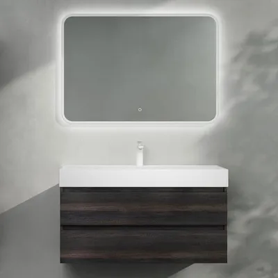 Produktbild von doporro Badmöbel-set Waschbecken-Unterschrank Wandmontage-Unterschrank in Dunkelgrau, 100x46x56cm, inkl. Waschbecken/Ablaufgarnitur Verona