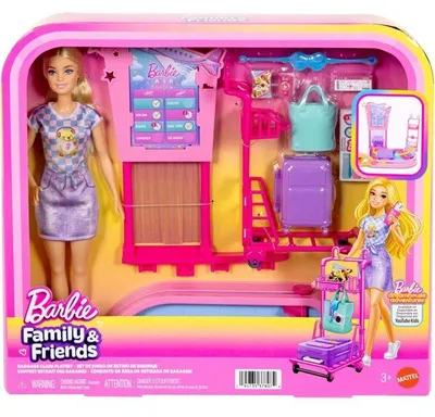 Productafbeelding van Barbie Reissetspeelset "Aankomst" JMJ49, inclusief pop, bagageband en accessoires