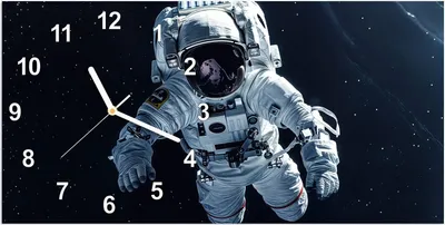 Produktbild von Wanduhr aus Glas mit Motiv Astronaut im All- 60 x 30 cm - inkl. Aufhängesystem