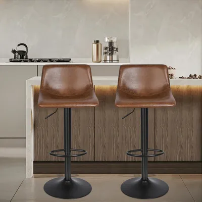 Produktbild von 2er Set Barhocker Tresenhocker 360° drehbar Gepolsterter Barstuhl mit Rückenlehne und Fußstütze Höhenverstellung