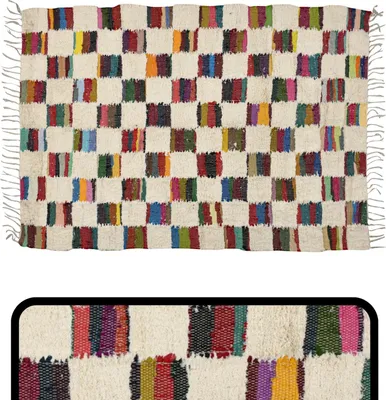 Produktbild von Marrakesch Teppich Hochflor Calliou bunt 160 x 230 cm | Wohnzimmerteppich rutschfest & Flauschig | Modernes Design für Wohnzimmer Schlafzimmer oder Kinderzimmer skandinavische Deko