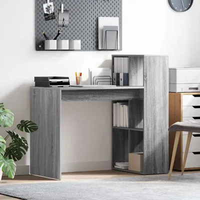 Image de Bureau exclusif - Structure en bois imitation chêne Sonoma gris, dimensions : 108 x 55 x 103,5 cm