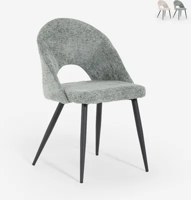 Image de Chaise contemporaine en chenille pour la cuisine, le salon et la salle à manger Lotur - Vert foncé