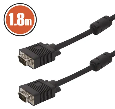 Zdjęcie produktu dla Kabel VGA 1,8 m – kabel monitorowy D-SUB – wtyczka 15-pinowa (męska-męska) – czarny [20191]