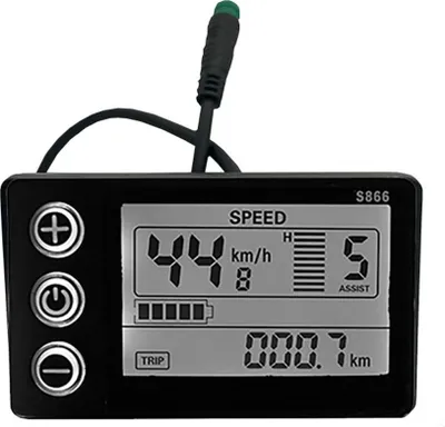 Obrázok produktu pre S866 Elektrický bicykel LCD displej 24V 36V 48V E-Bike Elektrický skúter Zobrazovací meter Ovládací panel s vodotesnou zástrčkou