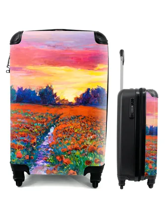 Produktbild von MuchoWow® Koffer Handgepäck Trolley Rollkoffer Kleine Reisekoffer mit 4 Rollen - Malerei - Natur - Blumen - Ölfarbe - Cabin Size < 55x40x23 cm & 55x40x20 cm - Fotokoffer - Kabinenkoffer - Boardgepäck - Reise-Box - Reisekoffer - Reisegepäck - Koffer mit Bild - Trolley für Kinder