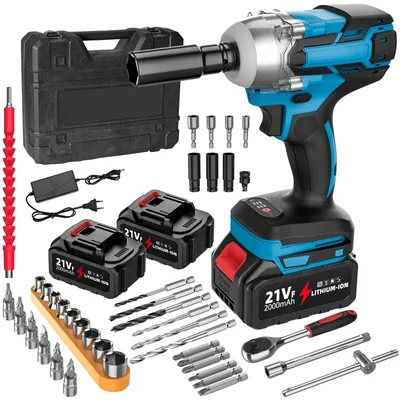 Obrázok produktu pre Rázový skrutkovač - Akumulátorový rázový skrutkovač - 380 Nm - 1,27 cm štvorcová násada - Bezkomutátorový motor - Bezdrôtový - 2 batérie
