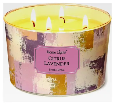 Produktbild von Duftkerzen im Glas 510g Soja Kerzen 4-Docht Kerzengläser Aromatherapie, Rauchfrei, 50h Brenndauer Citrus Lavendel