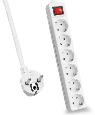 Zdjęcie produktu dla Helos 262797, 3 m, Wewnętrzna, 1,5 mm², Biały, 6 x gniazdo sieciowe, 230 V