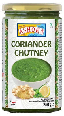 Obrázek produktu pro Ashoka Coriandr Chutney 250 g – Pikantní, svěží dip pro indická jídla