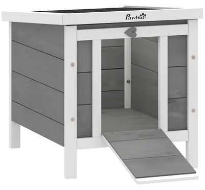 Produktbild von Kleintierstall Kleintierhaus mit Rampe Holz Grau