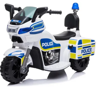 Obrázok produktu pre Chipolino detská elektrická motorka policajná 3 kolesá svetlomet hudobná funkcia biela modrá