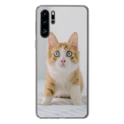 Produktbild von MuchoWow® Handyhülle Schutzhülle Hülle für Huawei P30 Pro Kätzchen - Blau - Orange - Mädchen - Jungen - Kind Silikon Softcase Handy Hülle - Schutzdeckel