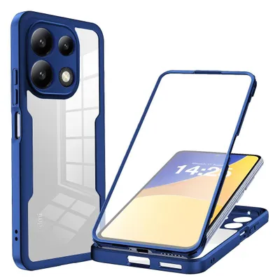 Produktbild von 360 Grad Rundum Schutz Handyhülle für Xiaomi Redmi Note 13 Full Cover Vollschutz Case Farbe: Blau