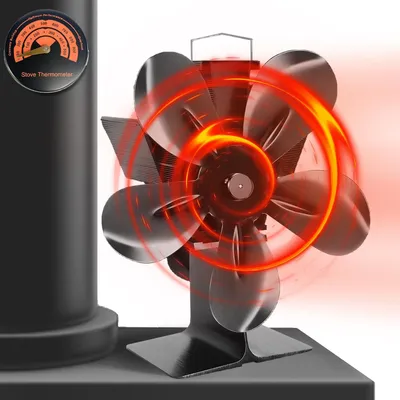 Produktbild von Ofenventilator mit 5 Flügeln – Energiesparendes und leises Zubehör für Holzöfen – Kaminventilator ohne Stromanschluss für verschiedene Kaminarten